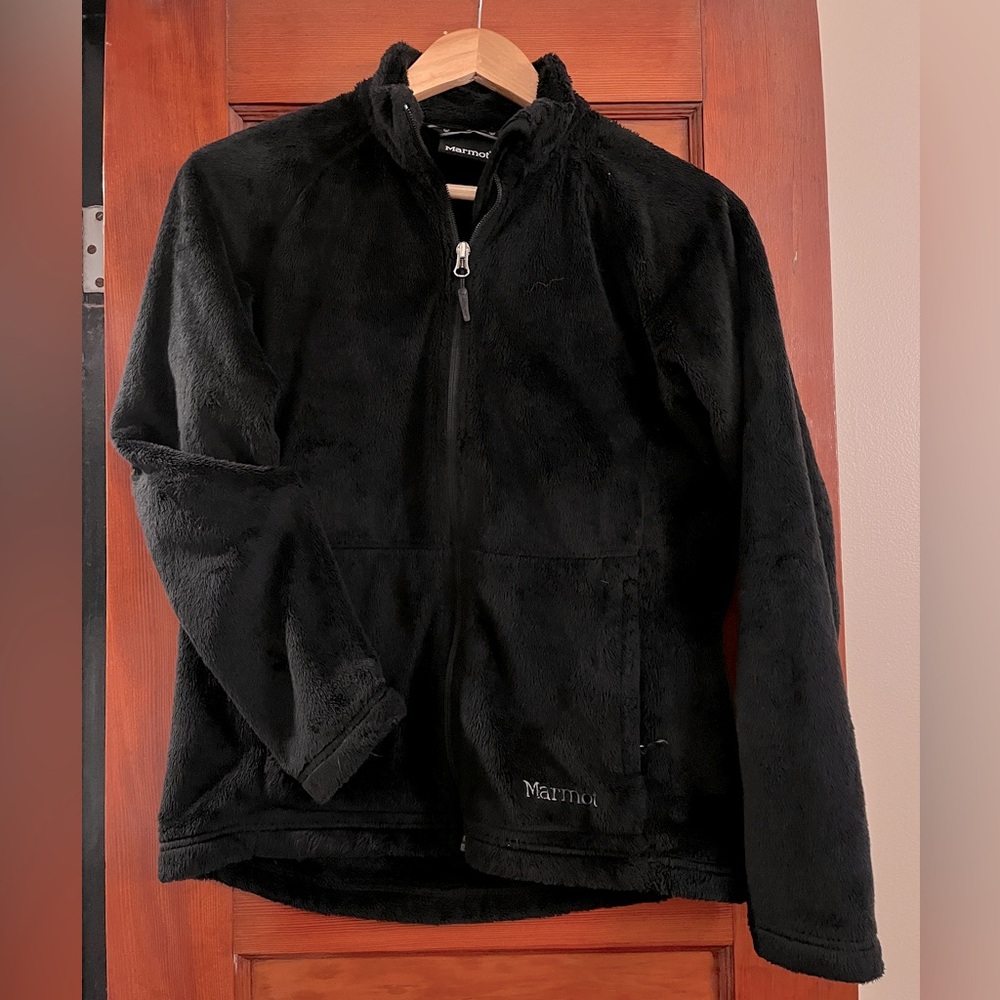Marmot Black Full Zip Sherpa Fleece Jacket w/ Zip Pockets